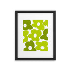 Large Retro Flowers Shades of Spring Green White Background #decor #society6 #buyart Framed Art Print Gallery Image 6