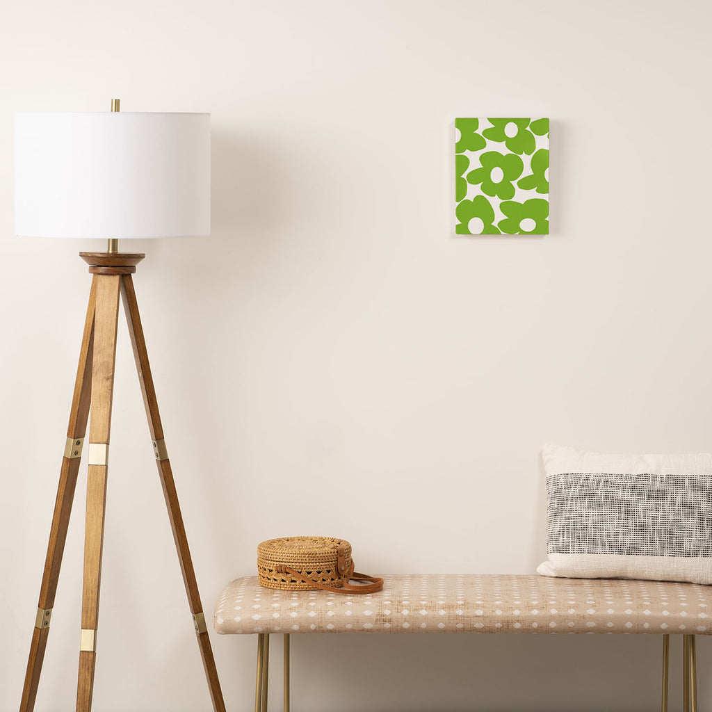 Large Summer Green Retro Flowers White Background Fresh Mood #decor #society6 #buyart Canvas Print Gallery Image 2