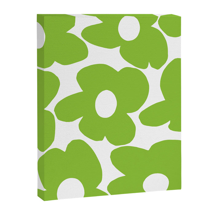Large Summer Green Retro Flowers White Background Fresh Mood #decor #society6 #buyart Canvas Print Gallery Image 1