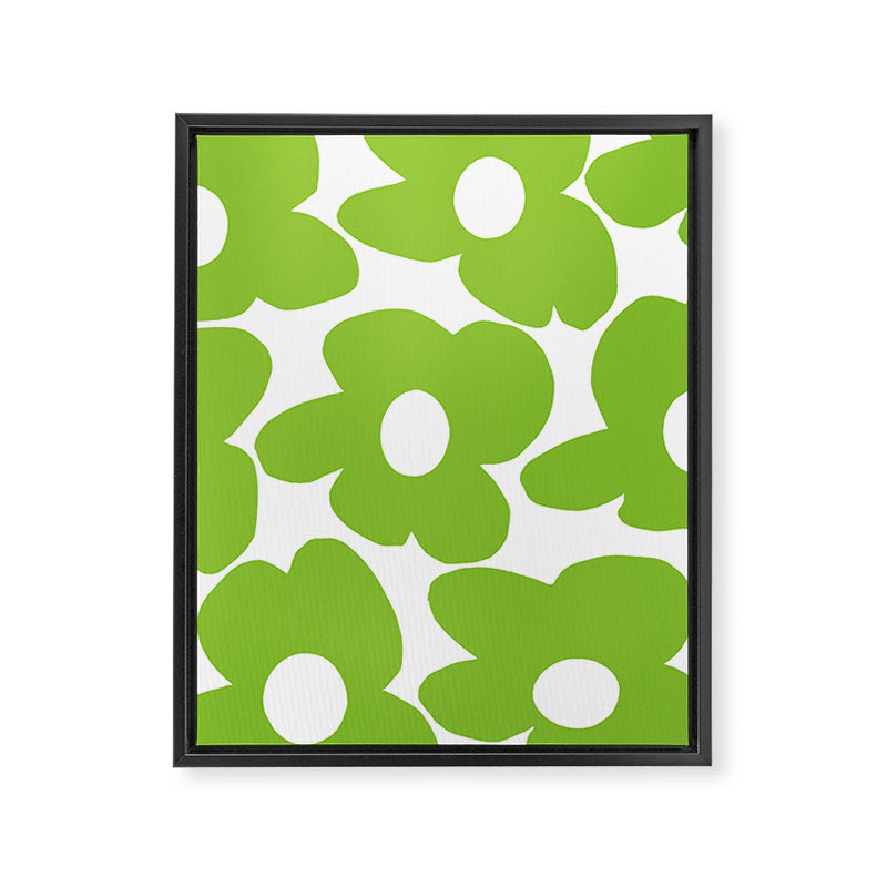 Large Summer Green Retro Flowers White Background Fresh Mood #decor #society6 #buyart Framed Canvas Print Gallery Image 8
