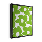 Large Summer Green Retro Flowers White Background Fresh Mood #decor #society6 #buyart Framed Canvas Print Gallery Image 2