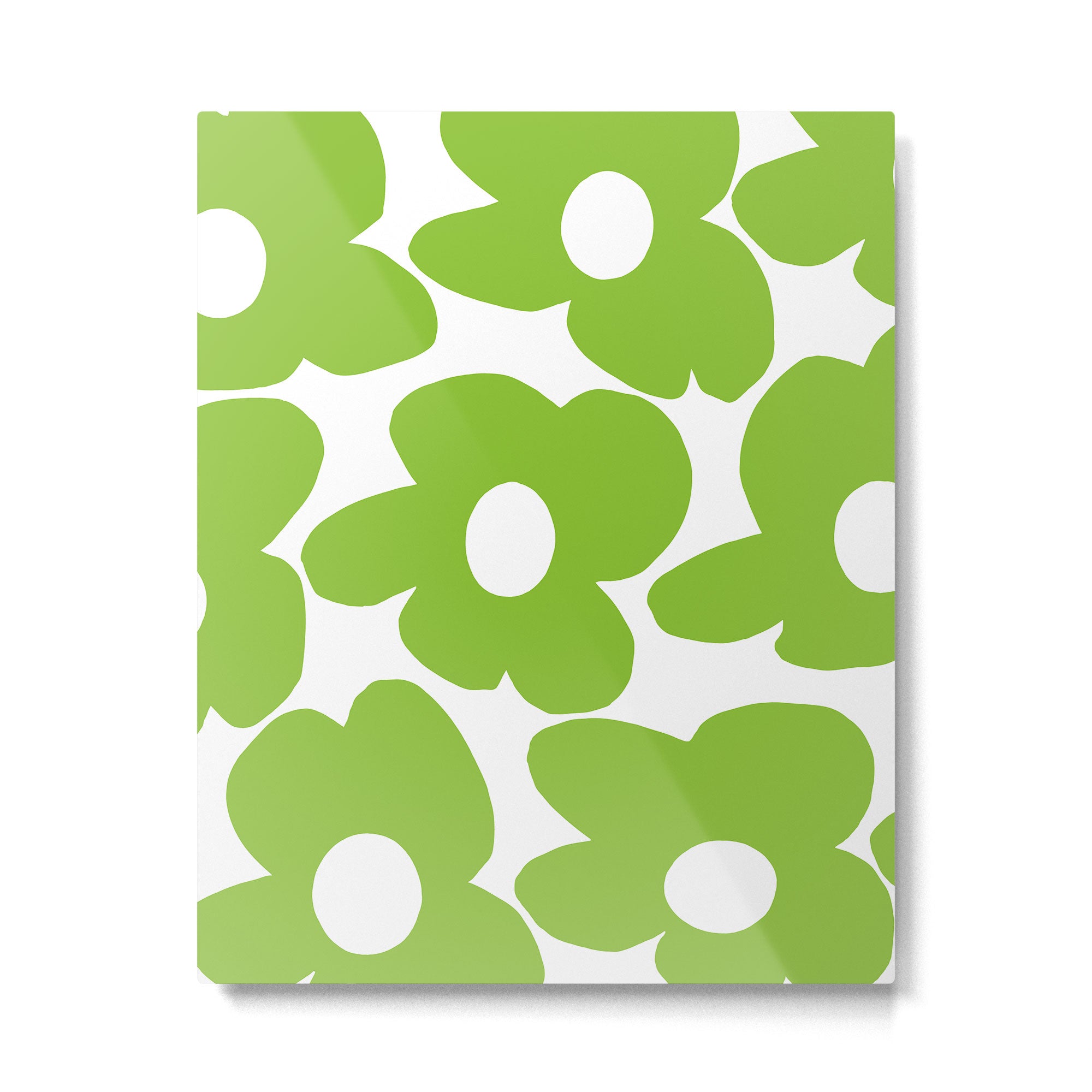 Large Summer Green Retro Flowers White Background Fresh Mood #decor #society6 #buyart Metal Print Gallery Image 6