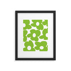 Large Summer Green Retro Flowers White Background Fresh Mood #decor #society6 #buyart Framed Art Print Gallery Image 6