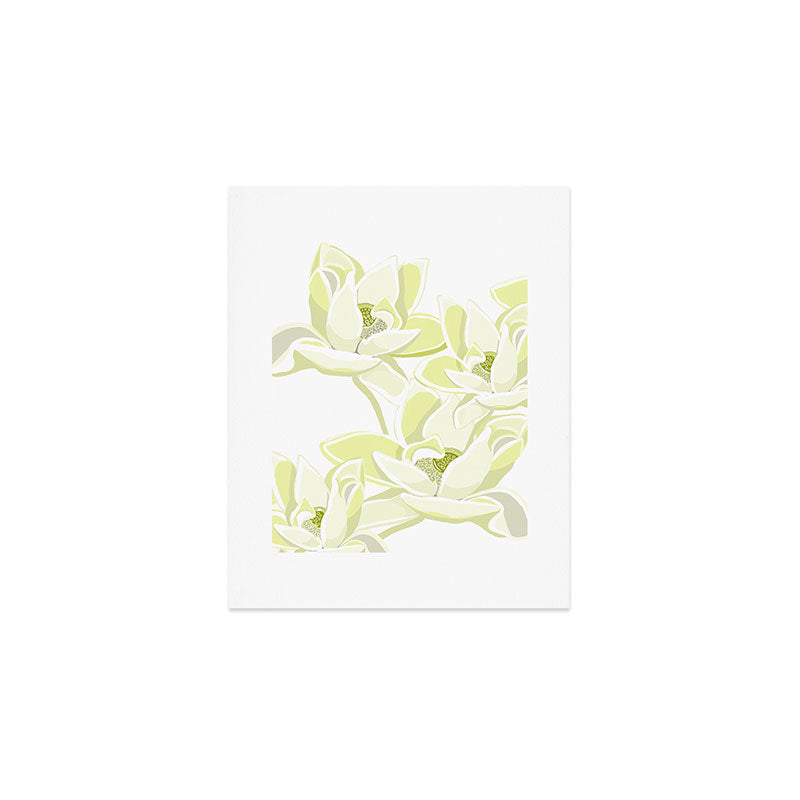 Large white flowers on white background Art Print Gallery Image 1