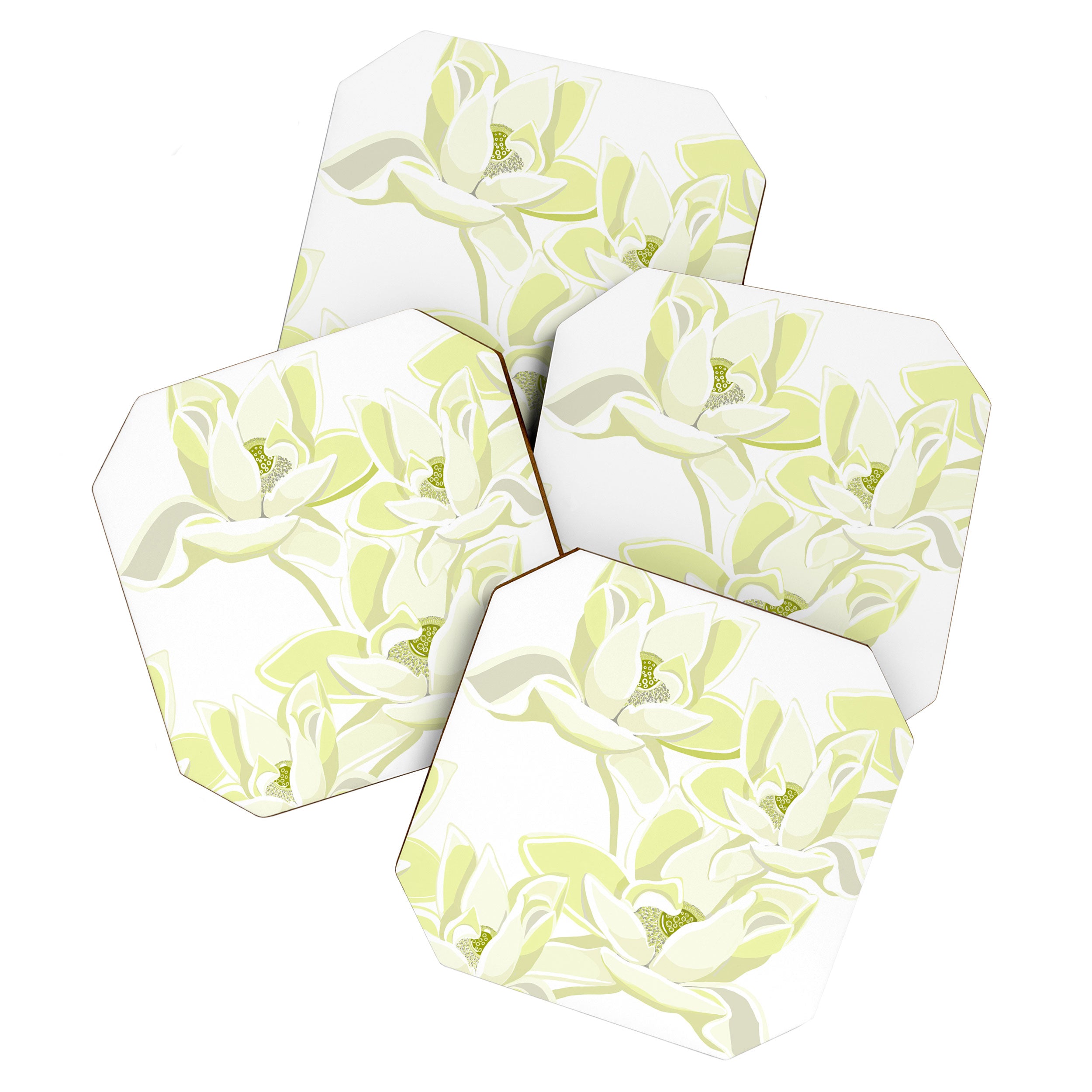 Large white flowers on white background Coaster Gallery Image 1