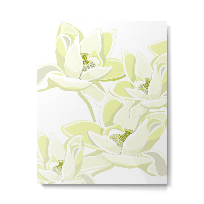 Large white flowers on white background Metal Print Gallery Image 1