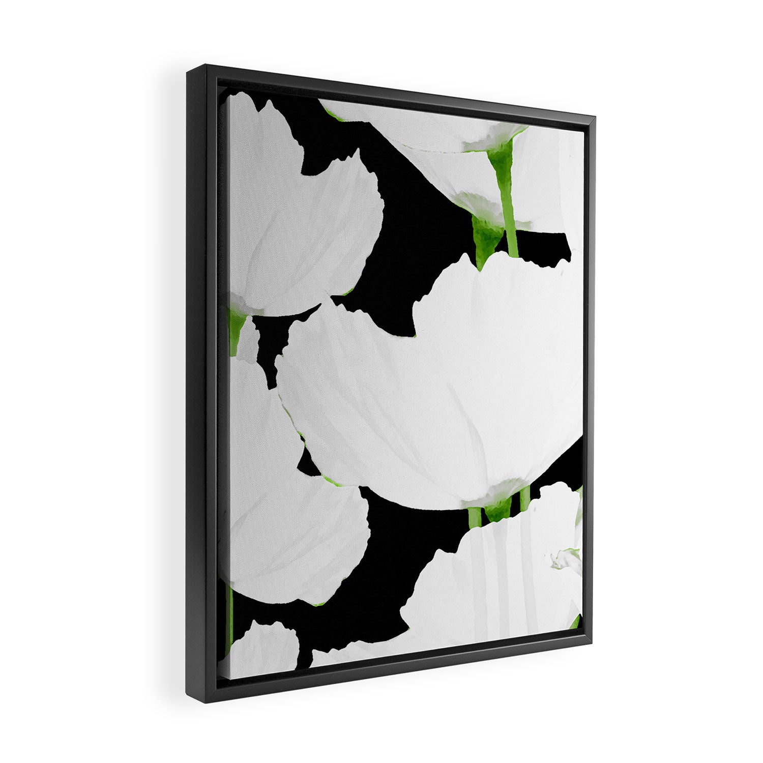 Large White Poppies on Black Background #decor #society6 #buyart Framed Canvas Print Gallery Image 2