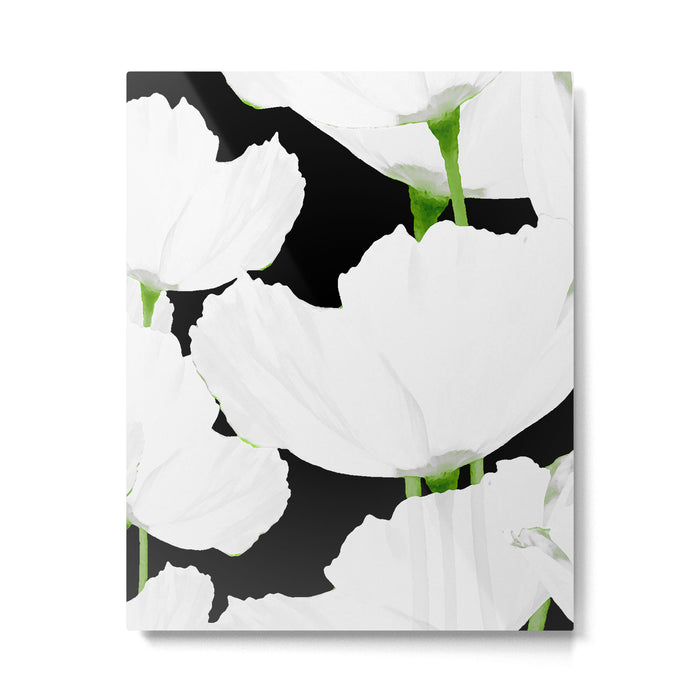 Large White Poppies on Black Background #decor #society6 #buyart Metal Print Gallery Image 1