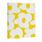 Large White Retro Flowers Sunny Yellow Background #decor #society6 #buyart Canvas Print Gallery Image 8