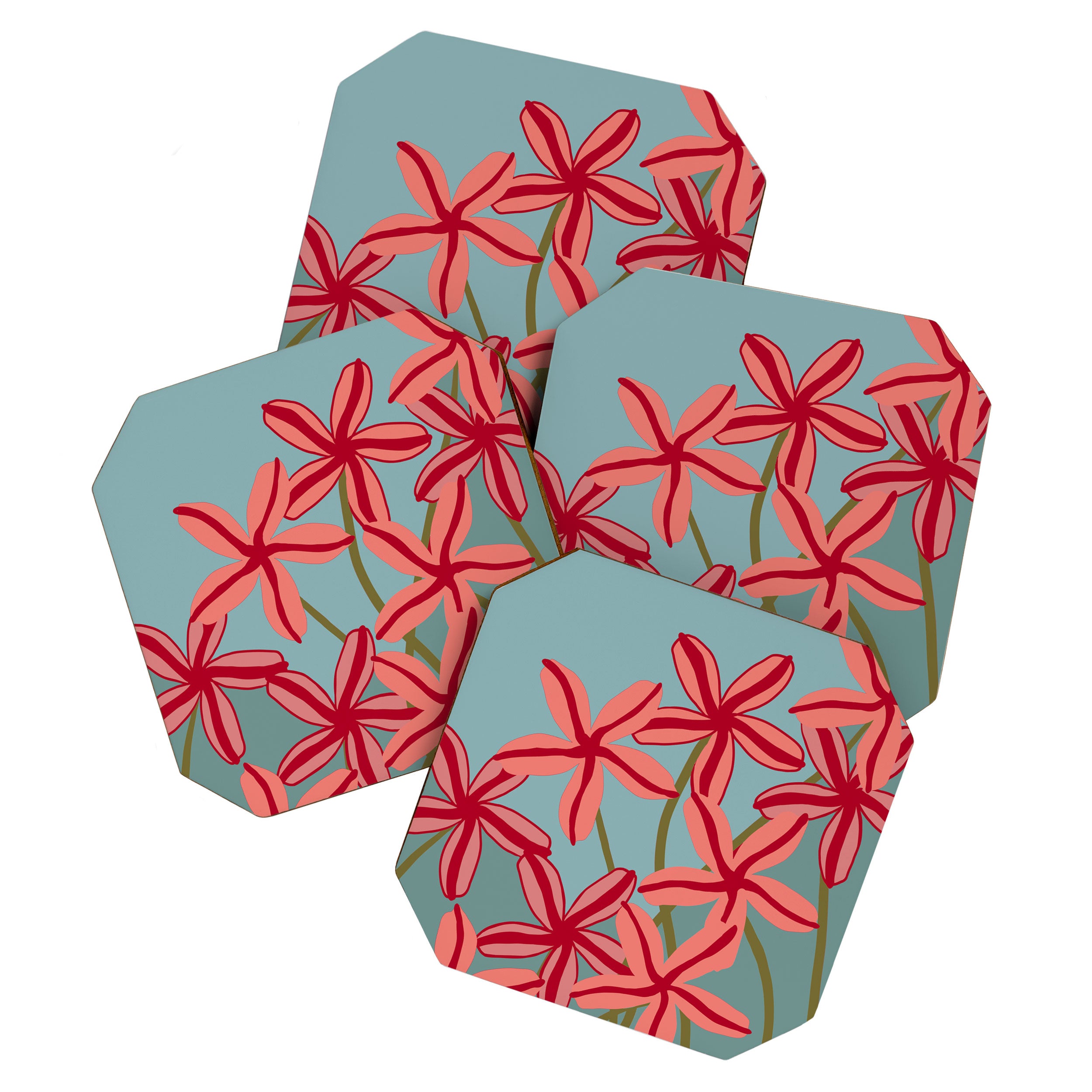 Lilies in shades of red Coaster Gallery Image 1