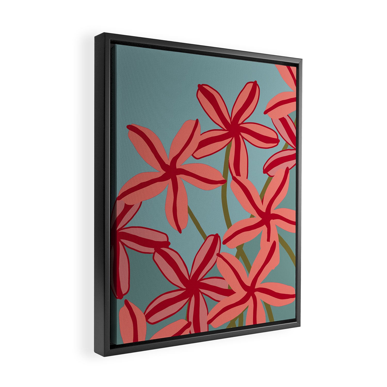 Lilies in shades of red Framed Canvas Print Gallery Image 2