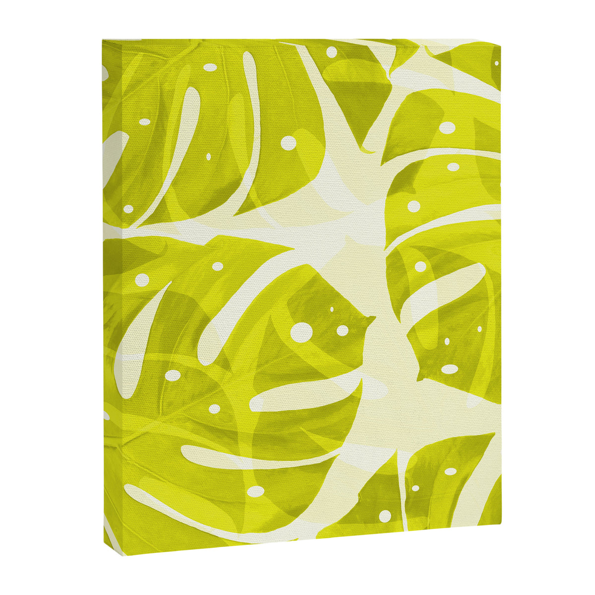 Lime Green Monstera Leaves Light Background #decor #society6 #buyart Canvas Print Gallery Image 8
