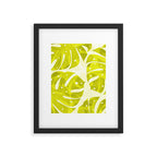 Lime Green Monstera Leaves Light Background #decor #society6 #buyart Framed Art Print Gallery Image 6