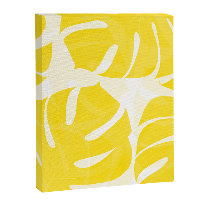 Mellow Yellow Monstera Leaves White Background #decor #society6 #buyart Canvas Print Gallery Image 1