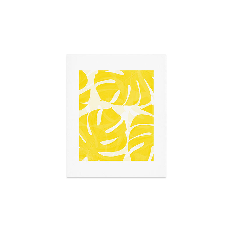 Mellow Yellow Monstera Leaves White Background #decor #society6 #buyart Art Print Gallery Image 1