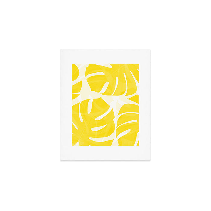 Mellow Yellow Monstera Leaves White Background #decor #society6 #buyart Art Print Gallery Image 1