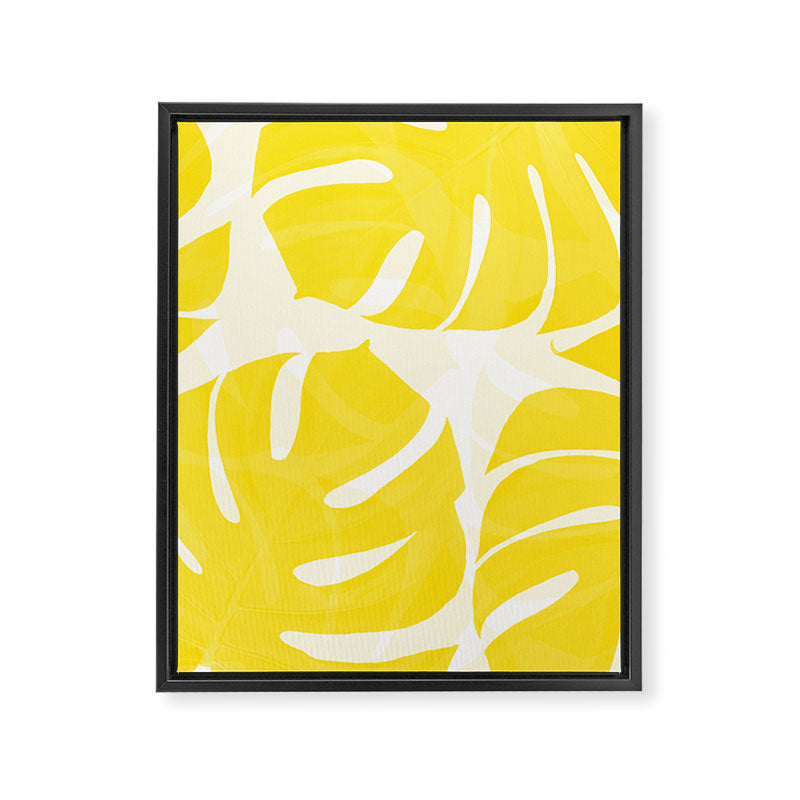 Mellow Yellow Monstera Leaves White Background #decor #society6 #buyart Framed Canvas Print Gallery Image 8