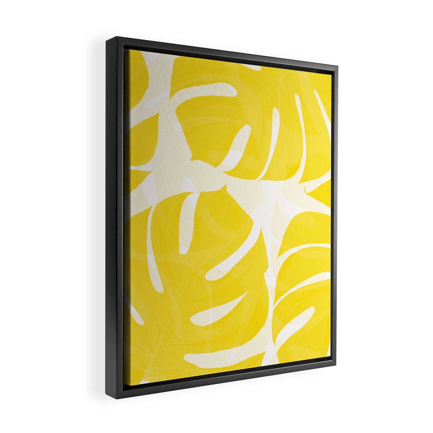 Mellow Yellow Monstera Leaves White Background #decor #society6 #buyart Framed Canvas Print Gallery Image 2