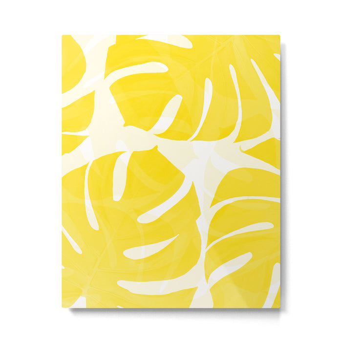 Mellow Yellow Monstera Leaves White Background #decor #society6 #buyart Metal Print Gallery Image 1