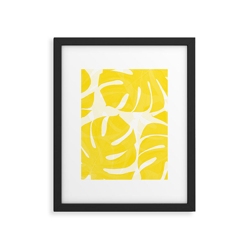 Mellow Yellow Monstera Leaves White Background #decor #society6 #buyart Framed Art Print Gallery Image 6