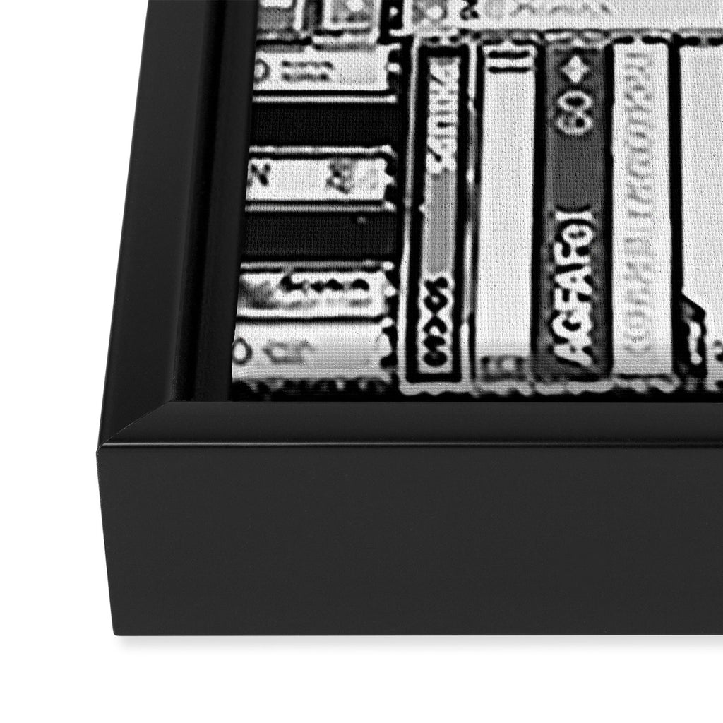 Music Cassette Stacks - Black and White - Something Nostalgic IV #decor #society6 #buyart Framed Canvas Print Gallery Image 3
