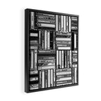 Music Cassette Stacks - Black and White - Something Nostalgic IV #decor #society6 #buyart Framed Canvas Print Gallery Image 2