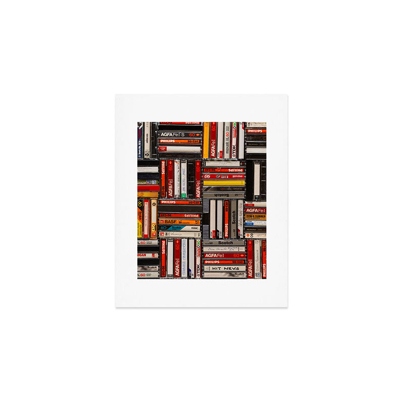 Music cassette stacks color  Art Print Gallery Image 1