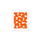 Orange Retro Flowers White Background #decor #society6 #buyart Art Print Gallery Image 1