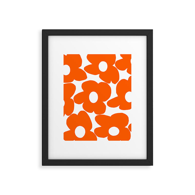 Orange Retro Flowers White Background #decor #society6 #buyart Framed Art Print Gallery Image 6