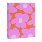 Pastel Pink Retro Flowers Orange Background #decor #society6 #buyart Canvas Print Gallery Image 8