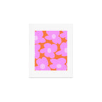 Pastel Pink Retro Flowers Orange Background #decor #society6 #buyart Art Print Gallery Image 1