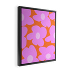 Pastel Pink Retro Flowers Orange Background #decor #society6 #buyart Framed Canvas Print Gallery Image 2