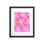 Pastel Pink Retro Flowers Orange Background #decor #society6 #buyart Framed Art Print Gallery Image 6