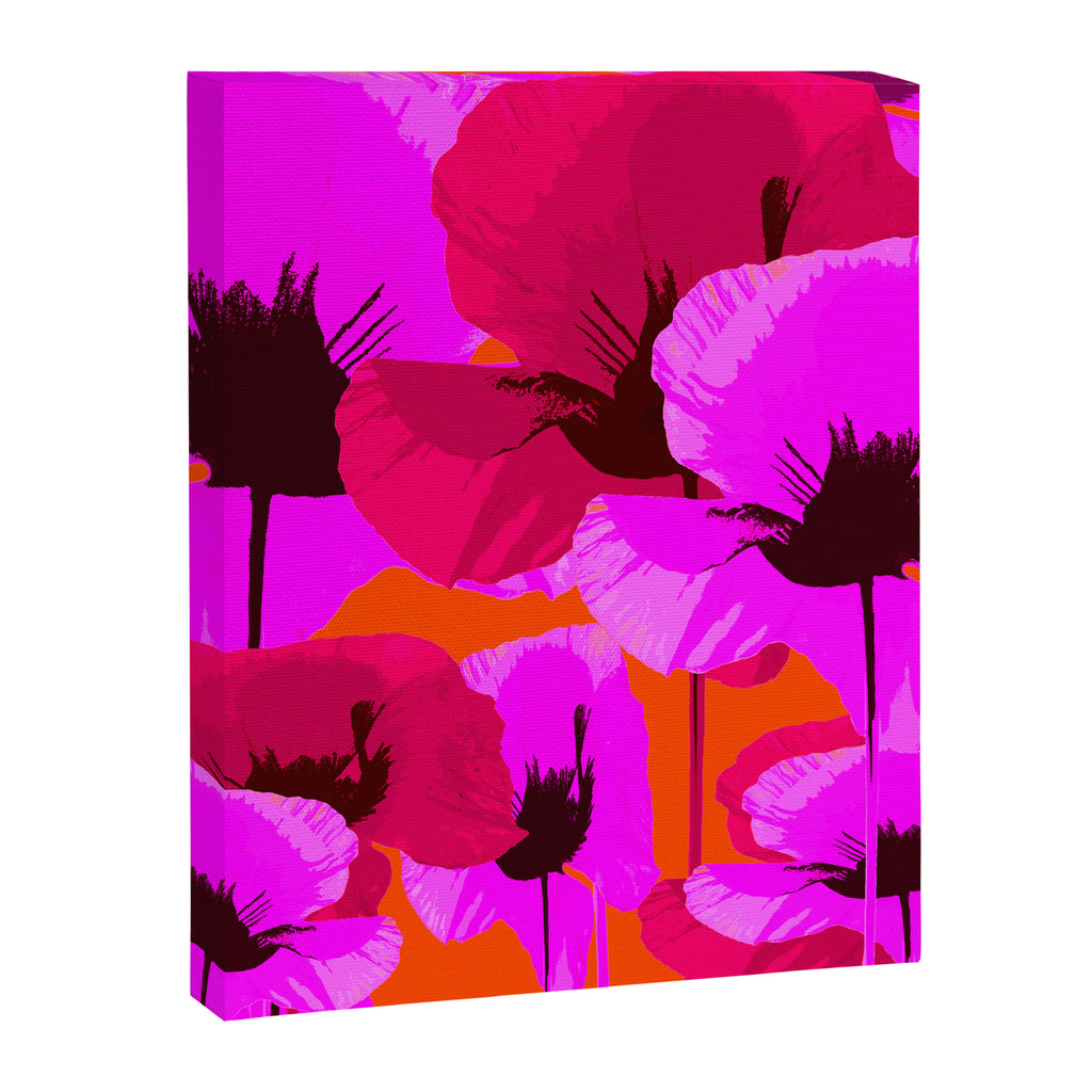 Pink And Red Poppies On A Orange Background - Summer Juicy Color Palette Retro Mood #decor #society6 Canvas Print Gallery Image 8