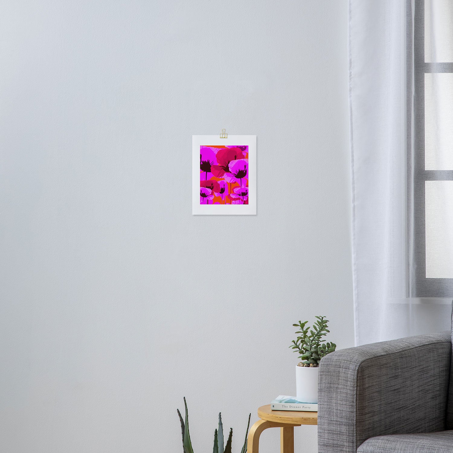 Pink And Red Poppies On A Orange Background - Summer Juicy Color Palette Retro Mood #decor #society6 Art Print Gallery Image 3