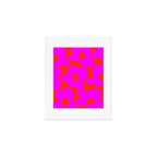Pink Retro Flowers Orange Red Background #decor #society6 #buyart Art Print Gallery Image 1