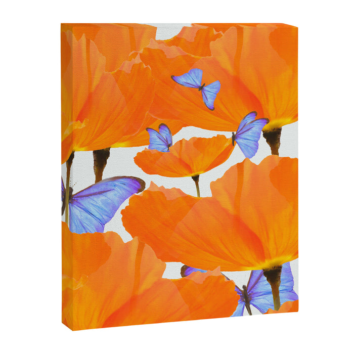 Poppies And Butterflies White Background #decor #society6 #buyart Canvas Print Gallery Image 1