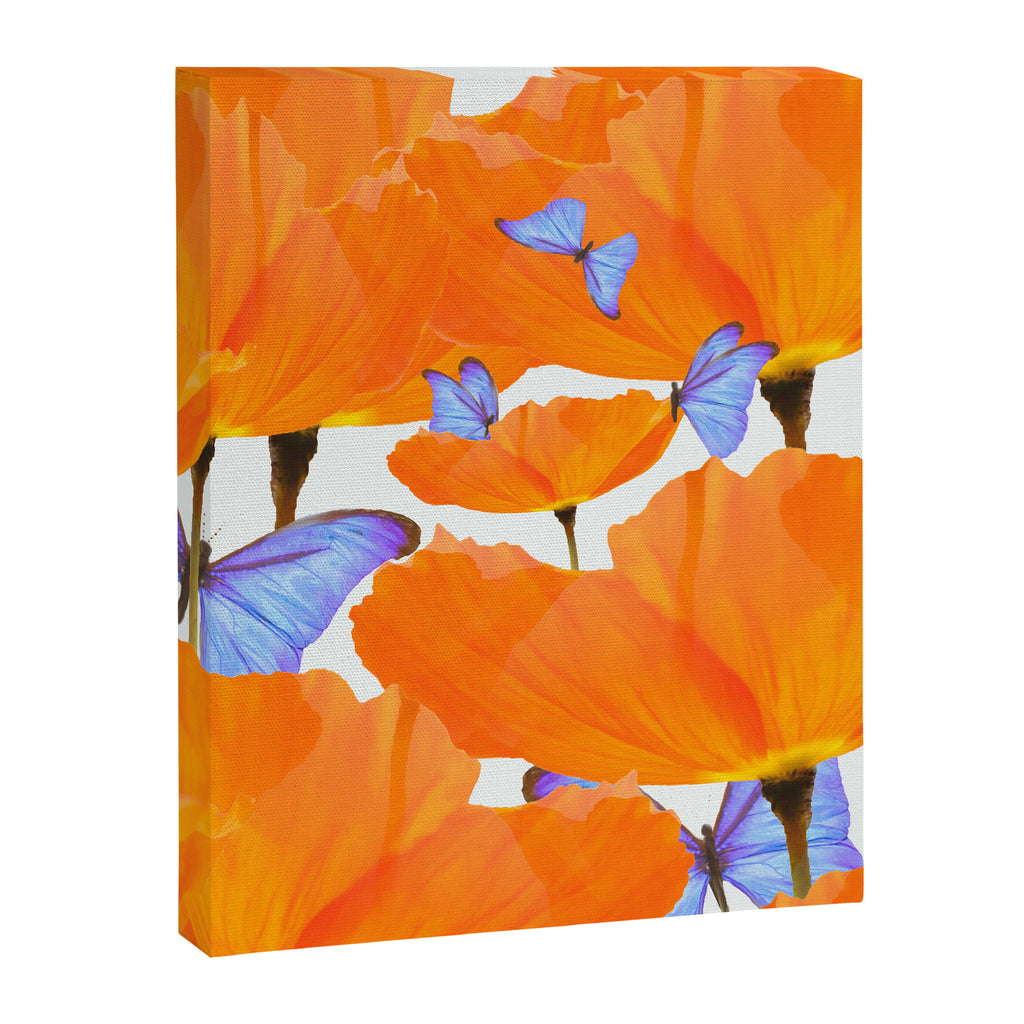 Poppies And Butterflies White Background #decor #society6 #buyart Canvas Print Gallery Image 8
