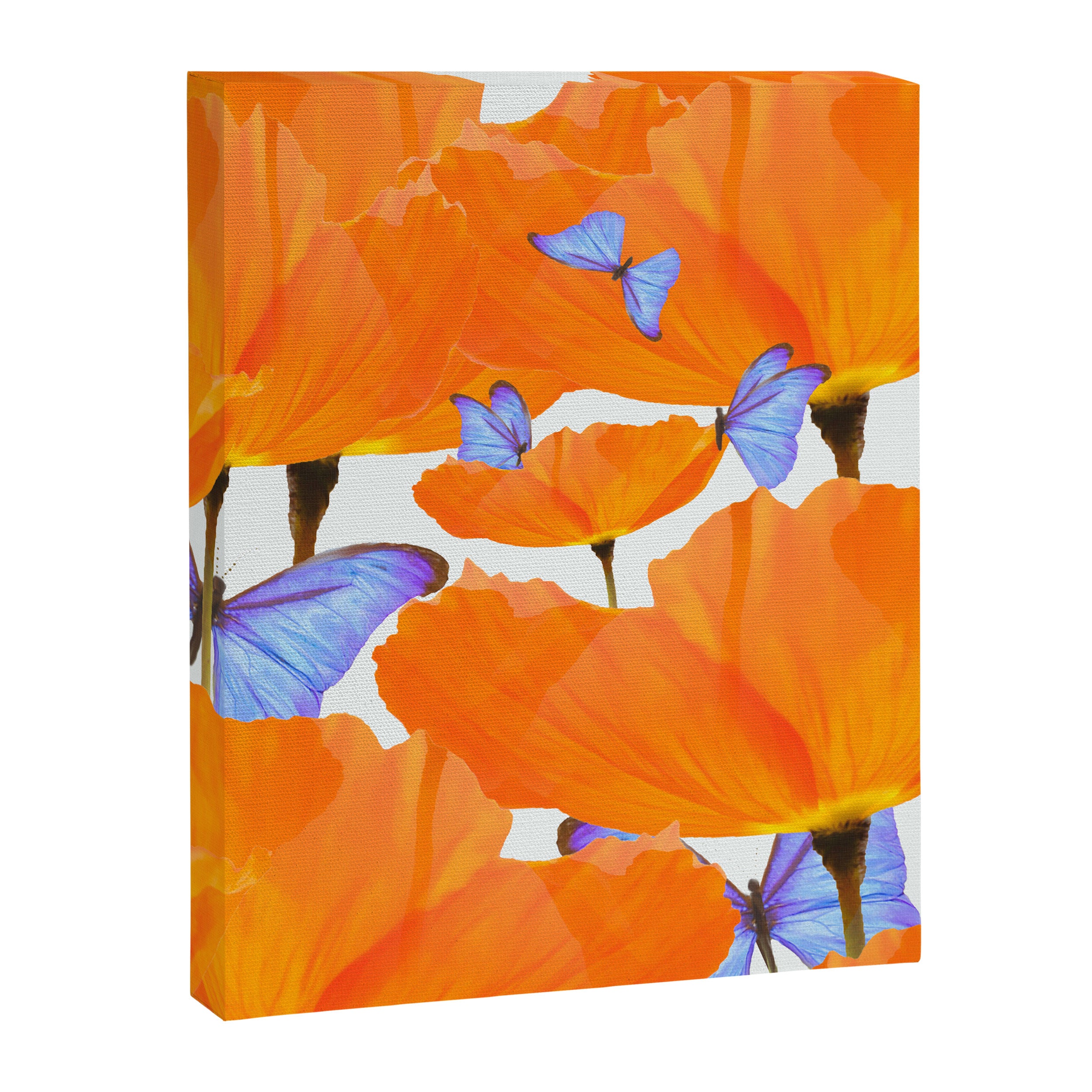 Poppies And Butterflies White Background #decor #society6 #buyart Canvas Print Gallery Image 8