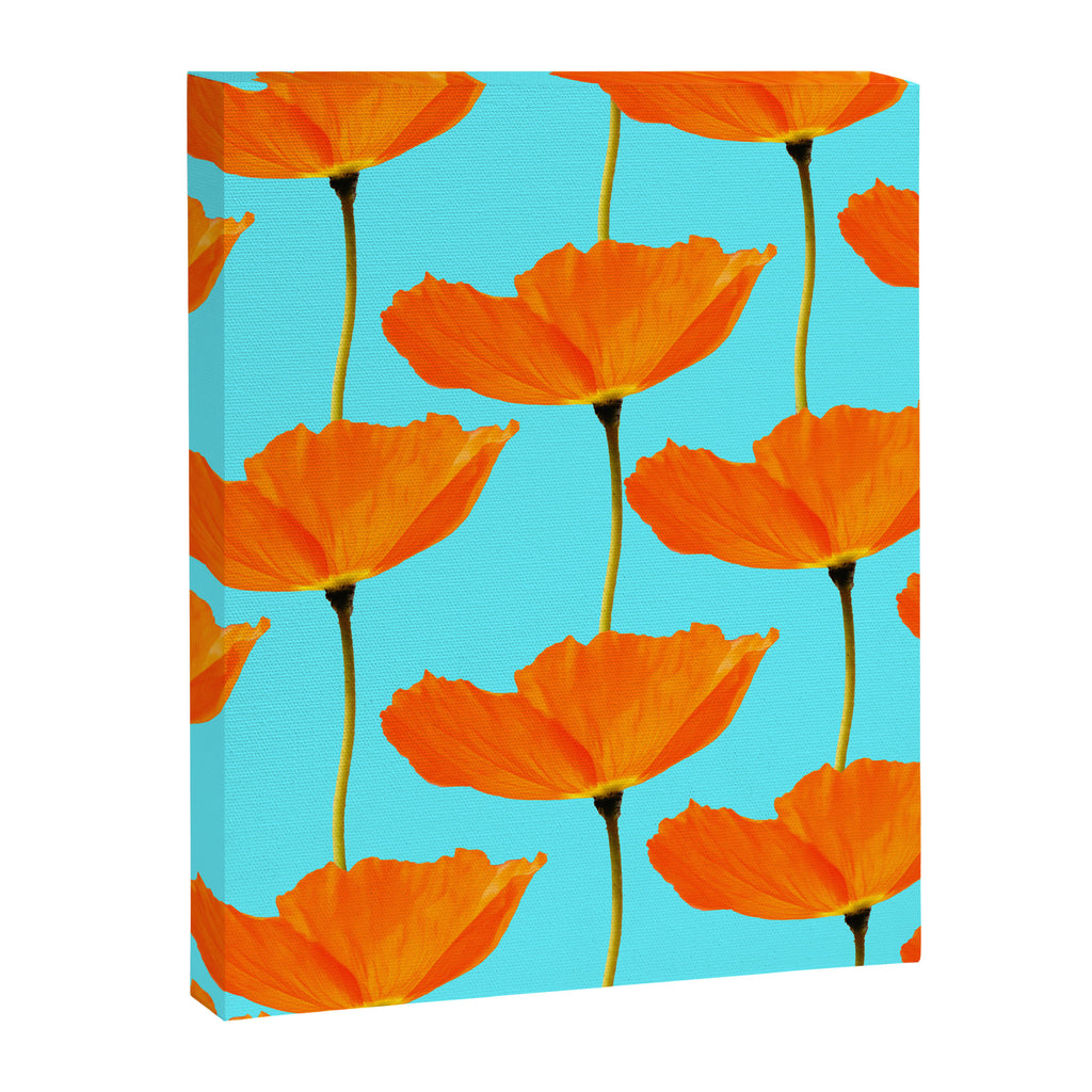 Poppies On A Turquoise Background #decor #society6 #buyart Canvas Print Gallery Image 8