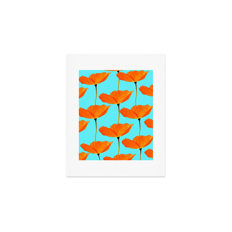 Poppies On A Turquoise Background #decor #society6 #buyart Art Print Gallery Image 1