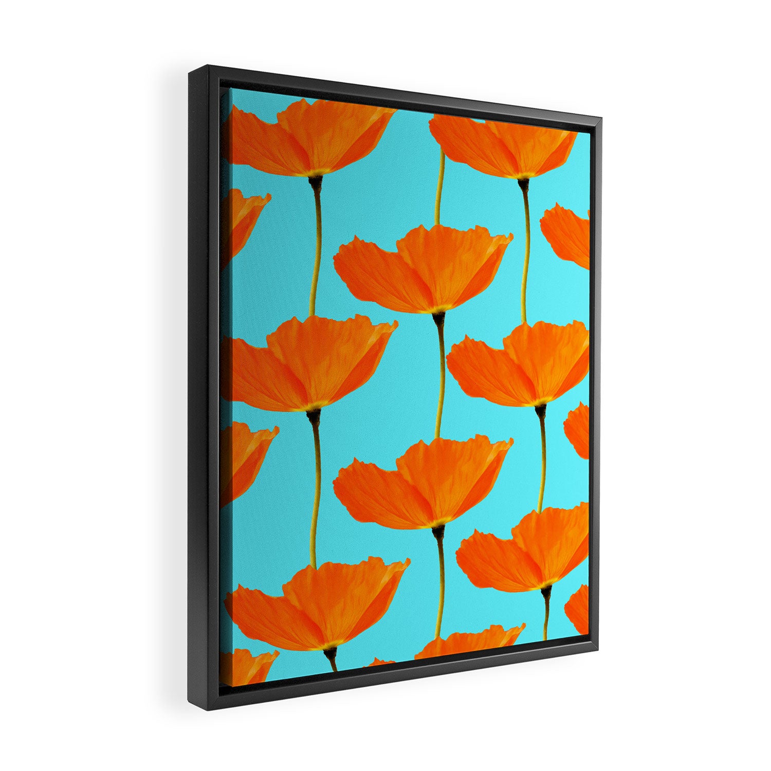 Poppies On A Turquoise Background #decor #society6 #buyart Framed Canvas Print Gallery Image 2