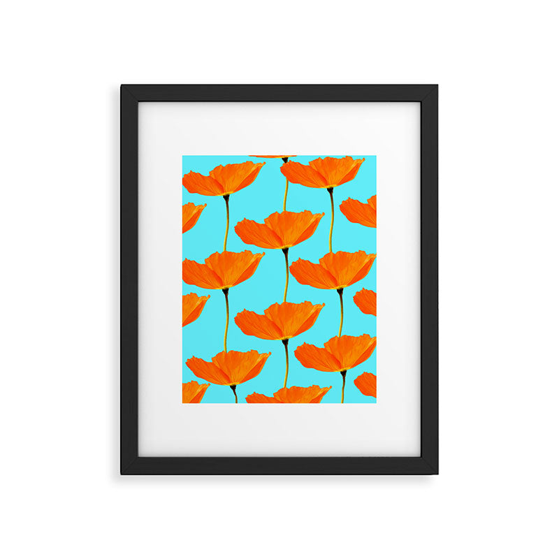 Poppies On A Turquoise Background #decor #society6 #buyart Framed Art Print Gallery Image 6