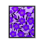  Purple Retro Flowers and Dark Blue Leaves on Light Lilac Pink Background #decor #society6 #buyart Framed Canvas Print Gallery Image 8