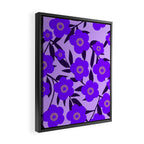  Purple Retro Flowers and Dark Blue Leaves on Light Lilac Pink Background #decor #society6 #buyart Framed Canvas Print Gallery Image 2