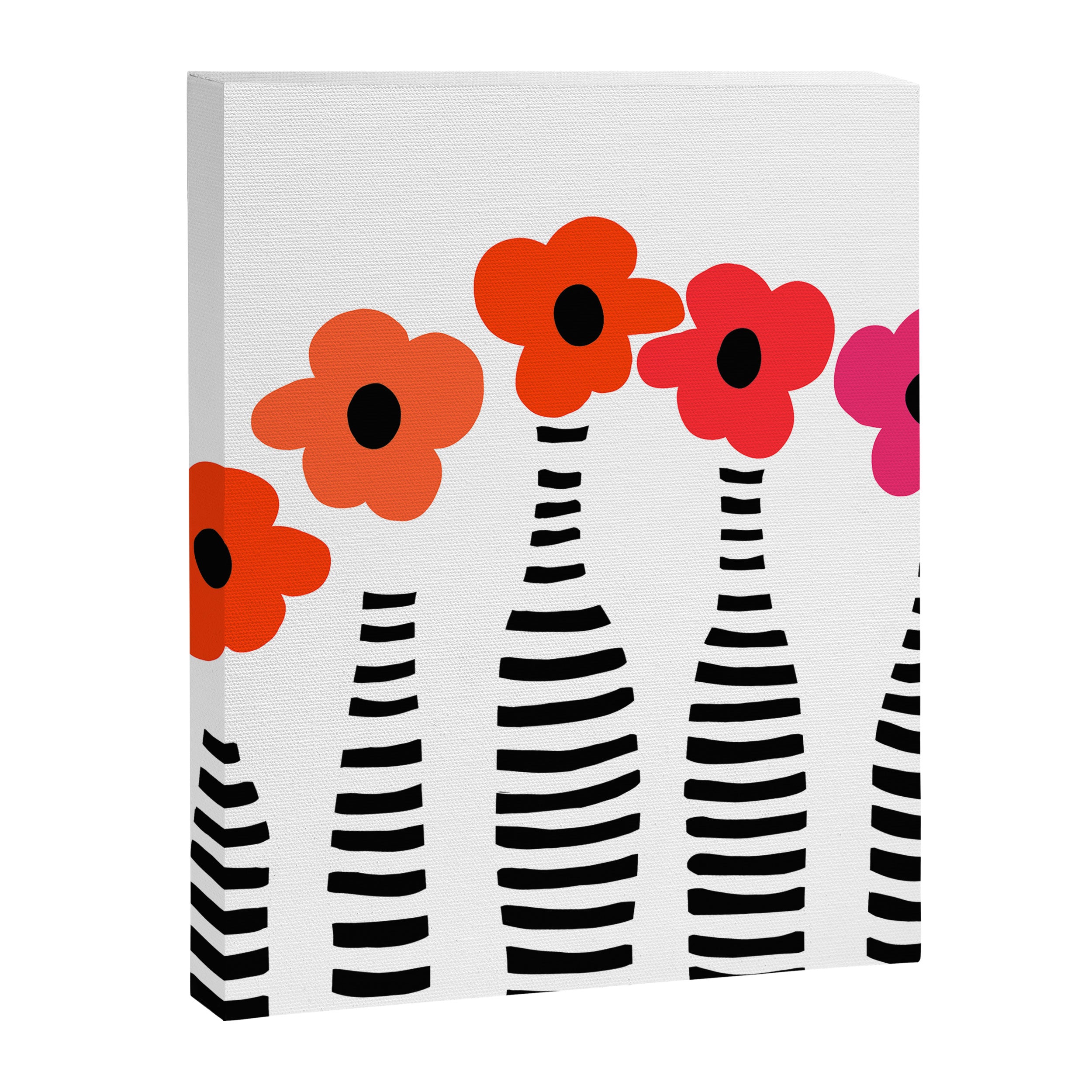 Red Petals Retro Flowers Stripe Bottles White Background #decor #society6 #buyart Canvas Print Gallery Image 8