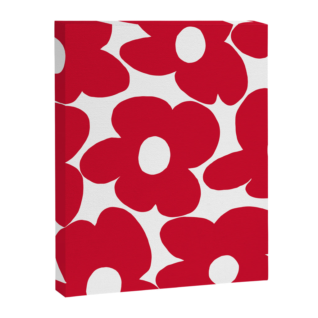 Red Retro Flowers White Background #decor #society6 #buyart Canvas Print Gallery Image 8