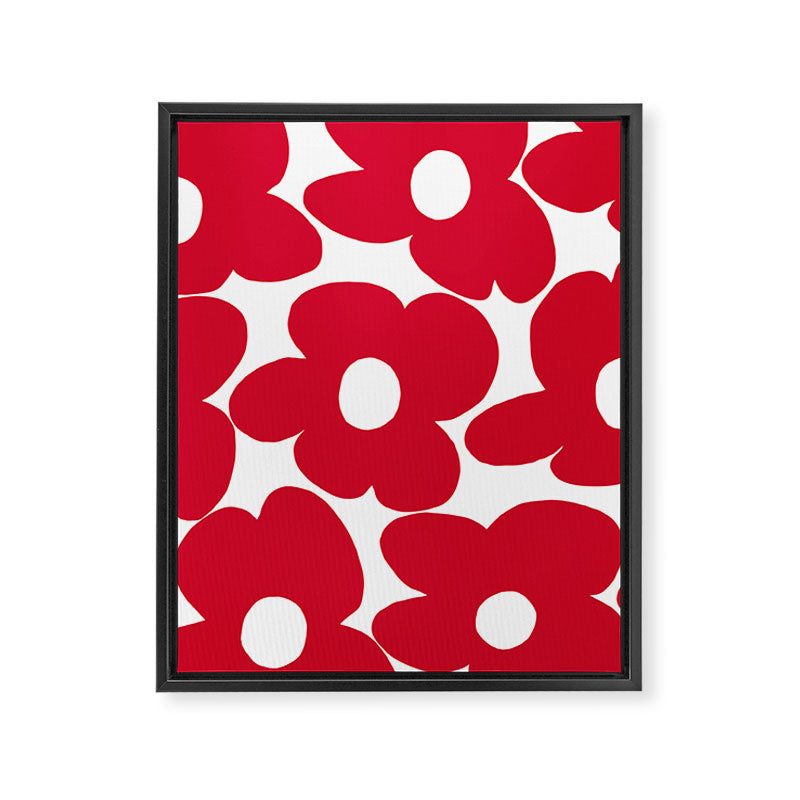 Red Retro Flowers White Background #decor #society6 #buyart Framed Canvas Print Gallery Image 8