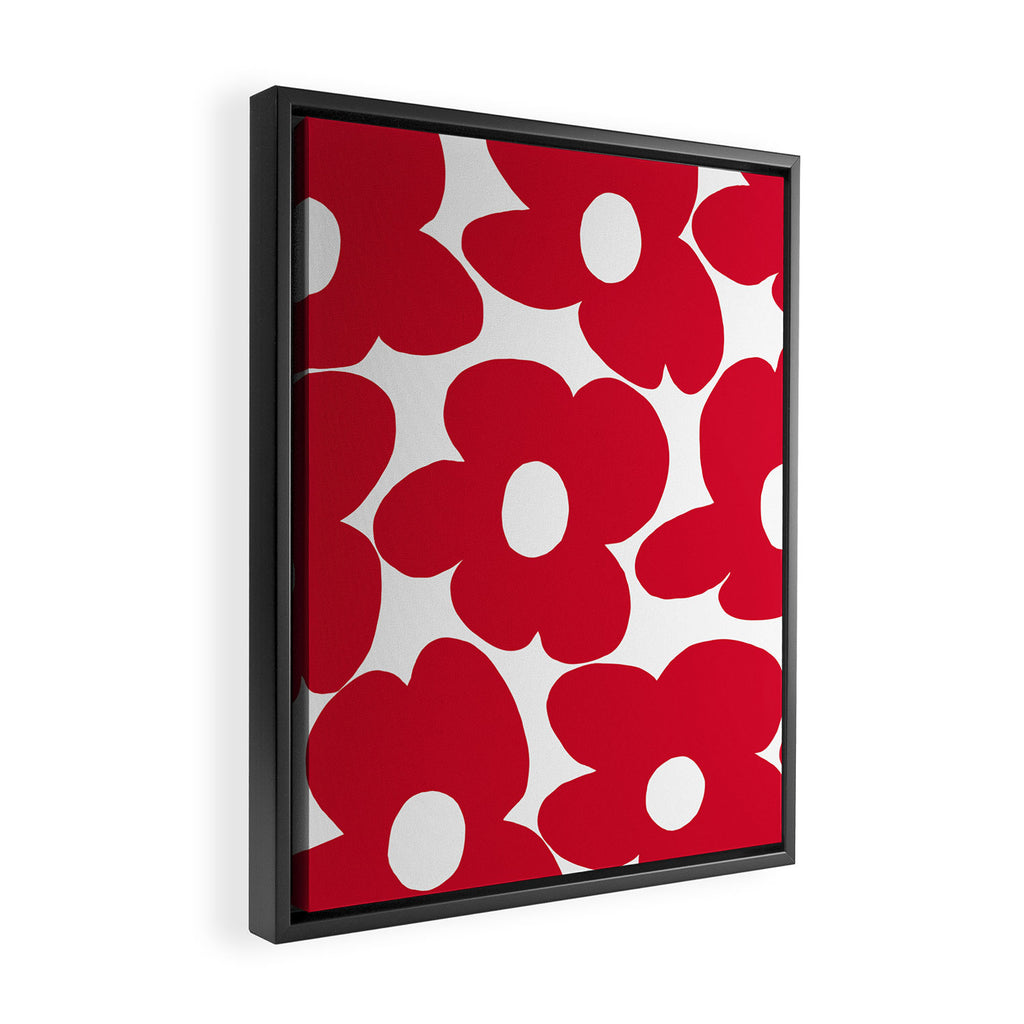 Red Retro Flowers White Background #decor #society6 #buyart Framed Canvas Print Gallery Image 2