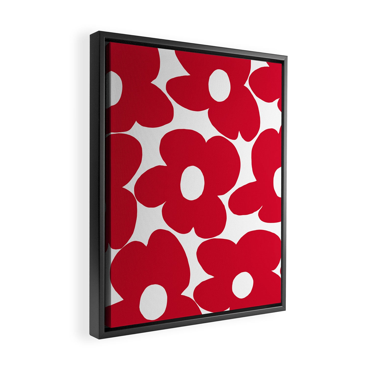 Red Retro Flowers White Background #decor #society6 #buyart Framed Canvas Print Gallery Image 2